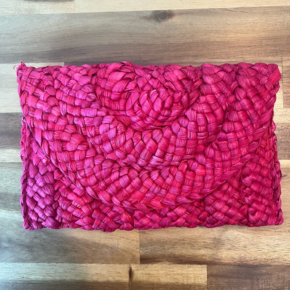 Vibrant Pink Woven Clutch
